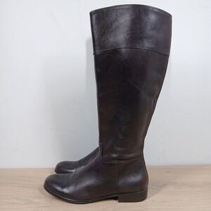 Ciao Bella Boots Womens 9 Dark Brown Leather Knee High Pull On Riding Boots